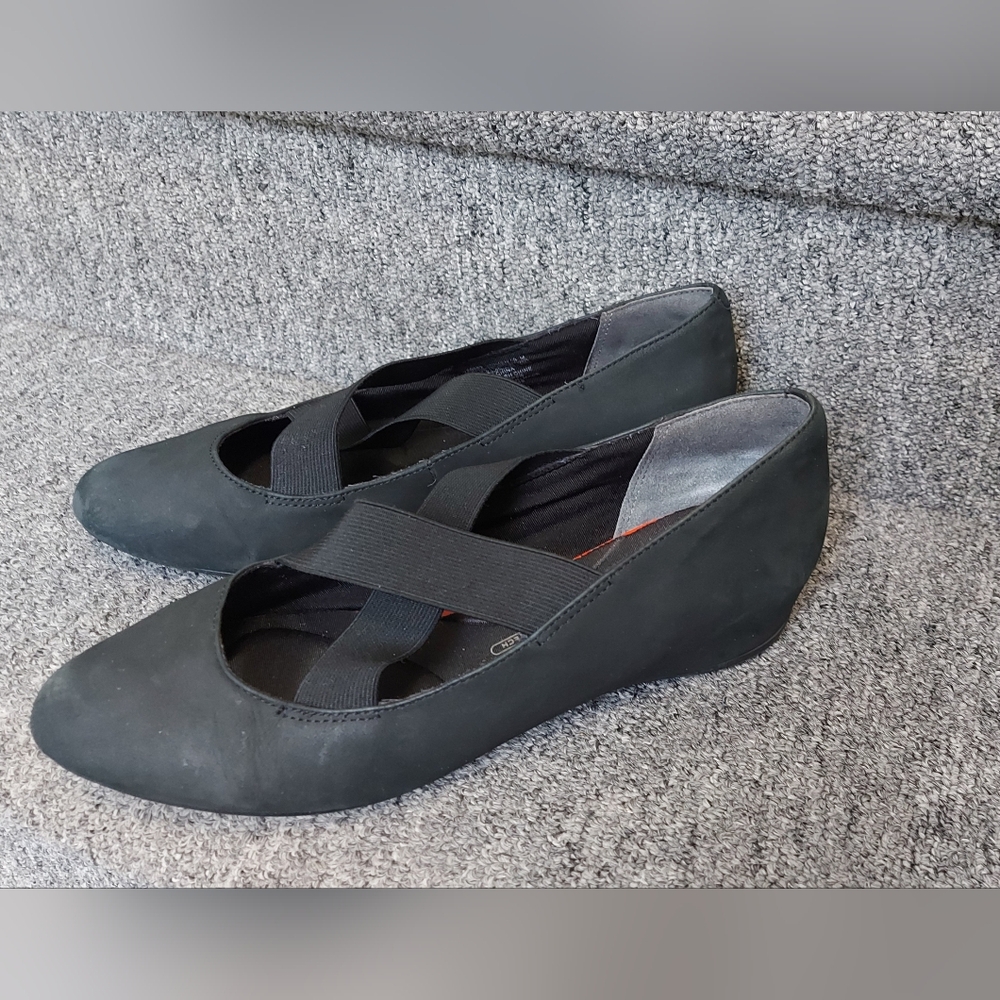 Rockport Black Flats with Elastic Straps